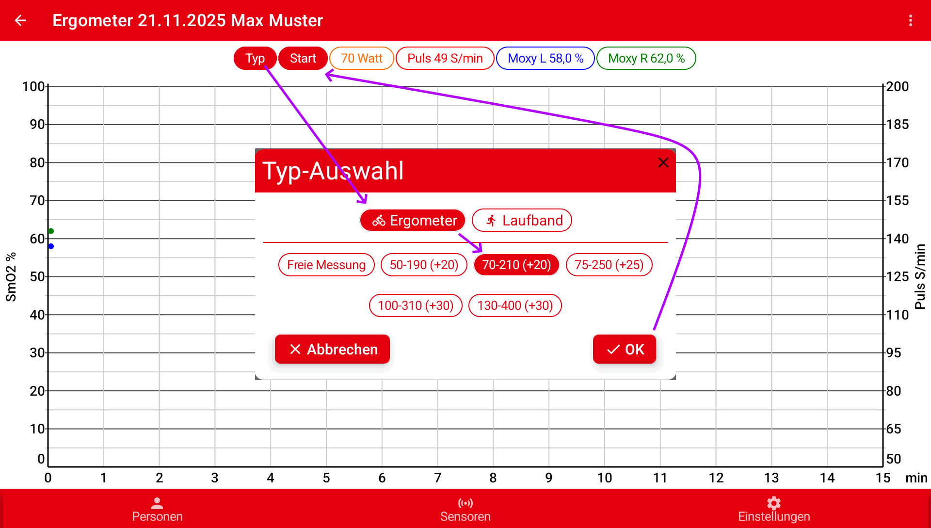Screenshot Neue Messung