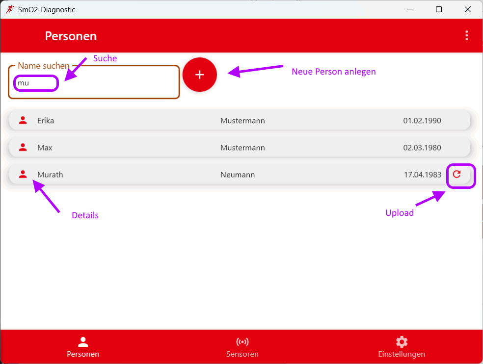 Screenshot Personen-Übersicht